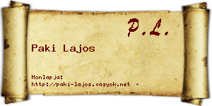 Paki Lajos névjegykártya